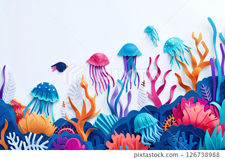 水母與珊瑚景觀(幻想插畫) 水母與珊瑚景觀(幻想插畫) 126738988