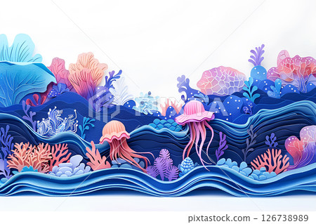 水母與珊瑚景觀（幻想插畫） 126738989