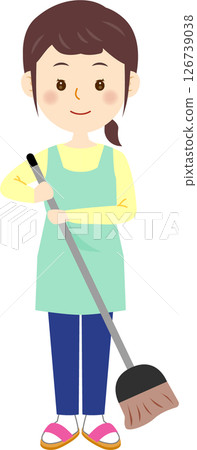 Illustration of a woman sweeping 126739038