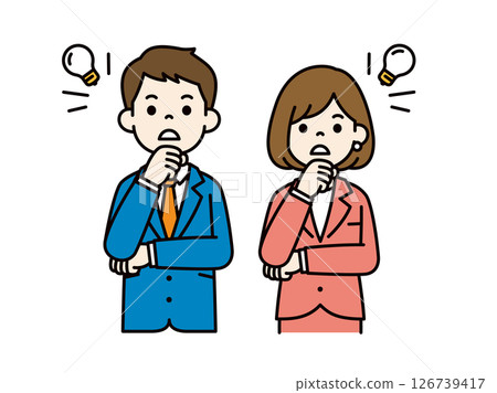 Simple vector illustration material of a businessman with a surprised expression_Men and women set_Color Simple vector illustration material of a businessman with a surprised expression_Men and women set_Color 126739417