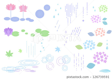 A simple illustration set with the image of rain and flowers 126739591