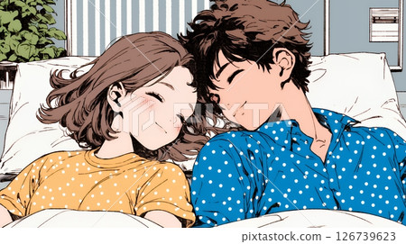 A young couple sleeping peacefully together 126739623
