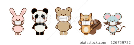 戴著面具的可愛動物插圖集(向量素材) 戴著面具的可愛動物插圖集(向量素材) 126739722