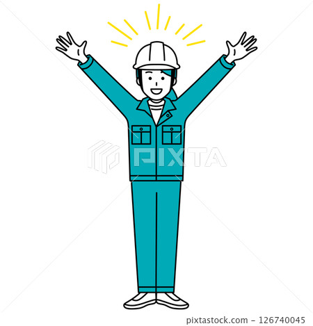 女工歡呼雀躍(全身) 女工歡呼雀躍(全身) 126740045