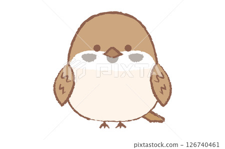 可愛的麻雀手繪風格人物插畫 126740461