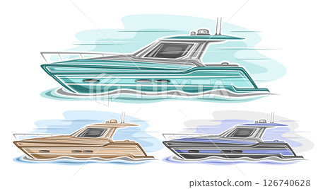 Vector Speedboat Set 126740628