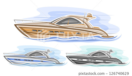Vector Motor Boat Set 126740629