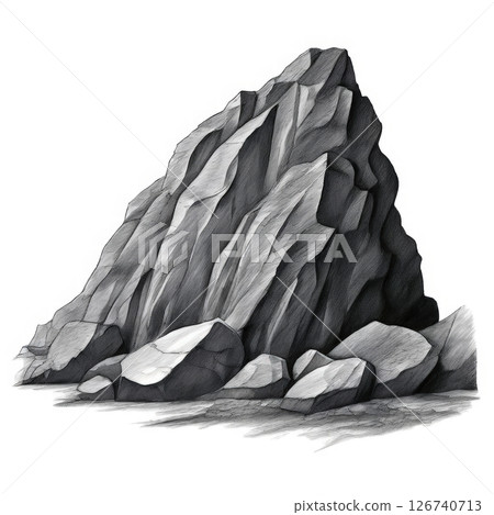an AI Image Generator, Detailed Pencil Drawing of a Rocky Cliff 126740713