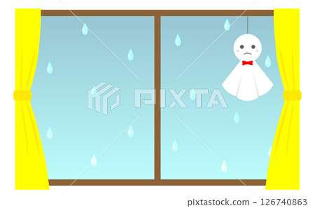 雨天窗外懸掛著的燈籠的插圖 126740863