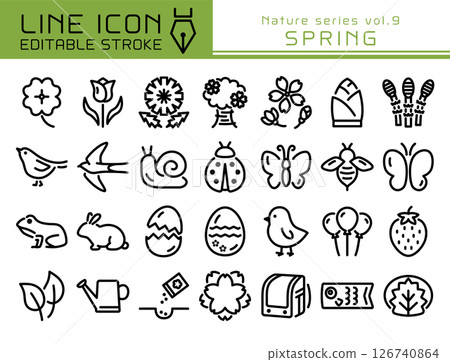 Line Icon 自然系列第 9 卷春季 126740864