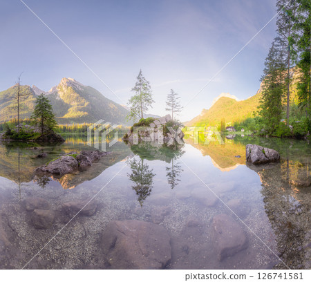 View of Hintersee lake in Berchtesgaden National Park Bavarian Alps, Germany View of Hintersee lake in Berchtesgaden National Park Bavarian Alps, Germany 126741581