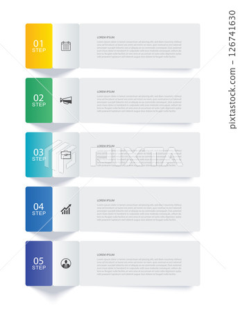 5 data infographics tab paper index template. Illustration abstract background. 126741630
