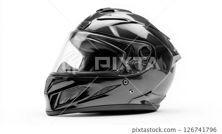 Motorcycle helmet on white background 126741796