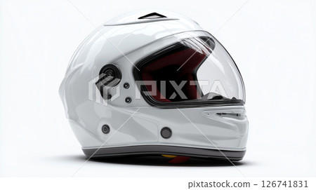 Protective helmet displayed on plain white surface 126741831