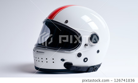 Safety helmet for motorsport on the white background 126741836
