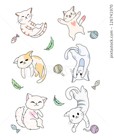Cute and funny cats vector set. Cute and funny cats vector set. 126741970