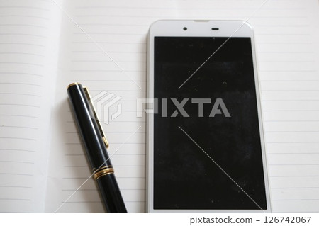 Black smartphone and fountain pen Black smartphone and fountain pen 126742067