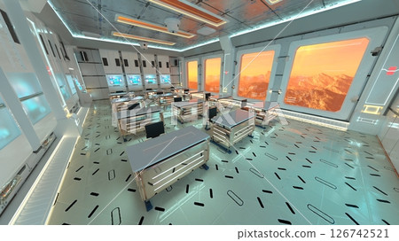 Conference room inside the spaceship 126742521
