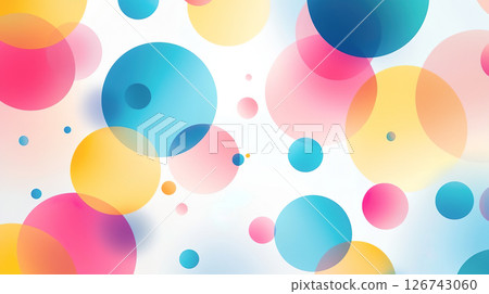 透明淺藍色、粉紅色和黃色圓點背景 126743060