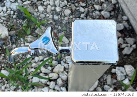 Water faucet seen from above Water faucet seen from above 126743168