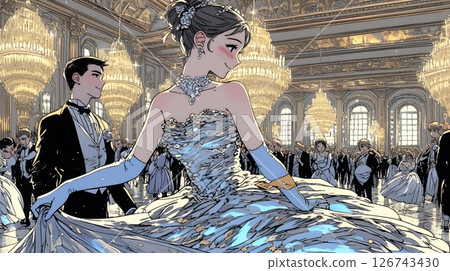 A Japanese word dictionary for the illustration of "Young women participating in a social dance (ballroom dance) party" A Japanese word dictionary for the illustration of "Young women participating in a social dance (ballroom dance) party" 126743430