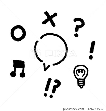 語音泡沫插圖素材設定手寫單色 語音泡沫插圖素材設定手寫單色 126743532