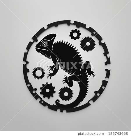 [For merchandise design] Cyberpunk-style chameleon mechanical illustration 126743668