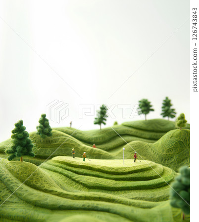 Friends playing golf on the course (3D made from felt) Friends playing golf on the course (3D made from felt) 126743843