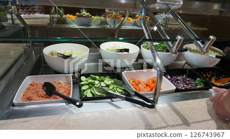 Dining Room Buffet aboard the luxury abstract cruise ship Dining Room Buffet aboard the luxury abstract cruise ship 126743967