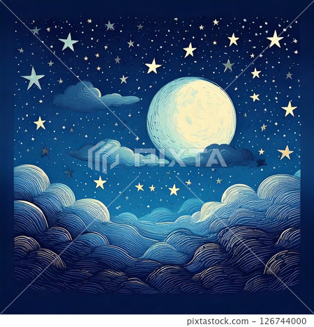 Deep blue night sky background with sparkling stars 126744000
