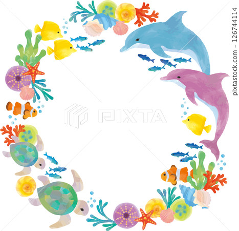 多彩的海洋生物花環 126744114