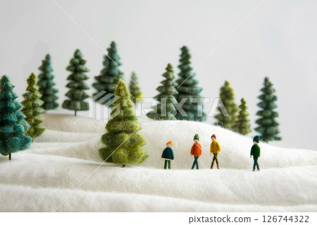 People hiking, trekking, walking (3D) 126744322