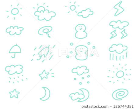 A cute and relaxed weather and star icon set 126744381
