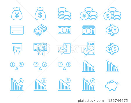 Money icon set, blue 126744475