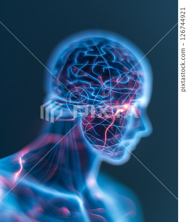Abstract inner representation of the brain and neural network and digital art visuals 126744921
