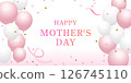 Mother's Day design with pink and white balloons on a pink gradient background 126745110