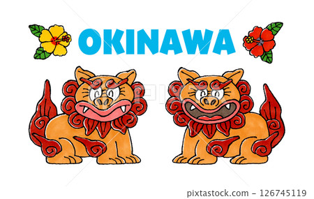 OKINAWA 和 Shisa 這兩個字母 OKINAWA 和 Shisa 這兩個字母 126745119