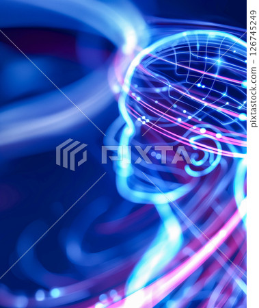 Abstract inner representation of the brain and neural network and digital art visuals 126745249