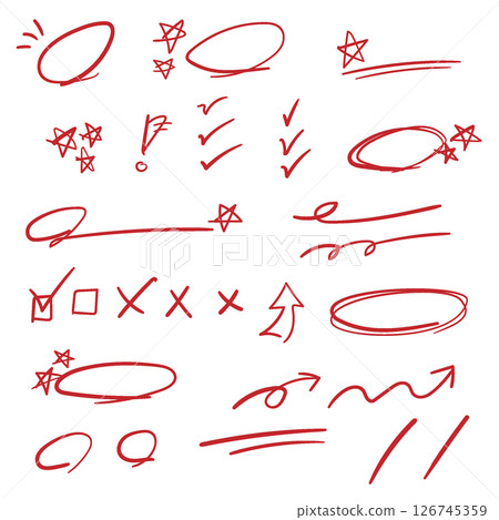 Hand-drawn Doodle Style Mark Vector Outline Set 126745359