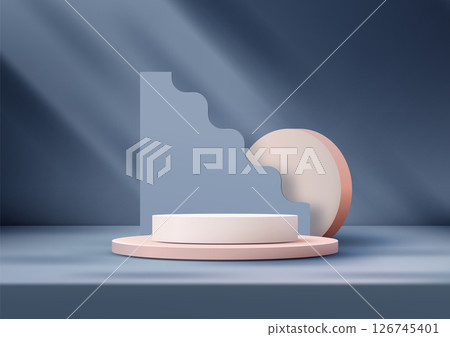 minimalist 3d pink podium on soft base with abstract geometric shapes modern mockup backdrop 126745401