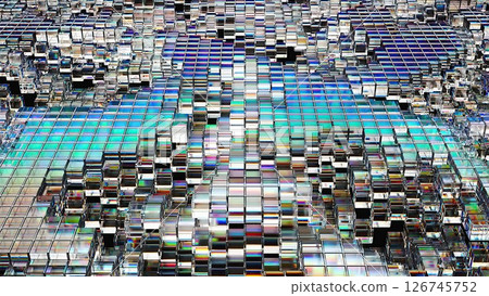 Surface glass blocks. Computer generated 3d render 126745752