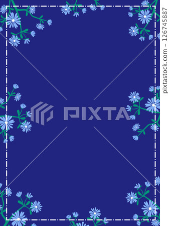 A blue A5 book cover background decorated with beauty floral bouquets	 126745887