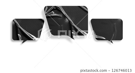 Black speech bubble crumpled paper isolated on transparent background 126746013