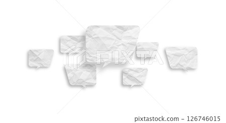 White speech bubble crumpled paper isolated on transparent background 126746015