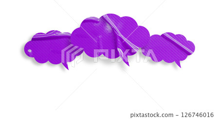 Purple speech bubble crumpled paper isolated on transparent background Purple speech bubble crumpled paper isolated on transparent background 126746016
