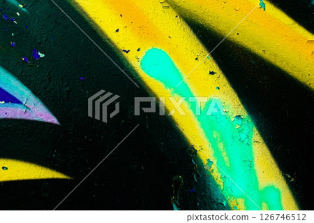 Vibrant Graffiti Art with Neon Yellow and Blue Highlights for Urban 90s Aesthetic 126746512