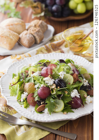 Grape and cottage cheese salad 126746525