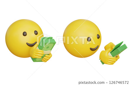 Emoticon counting money currency 3D Icon 126746572