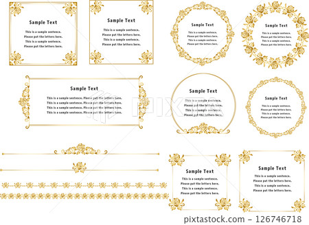 Vintage calligraphy style frame material 120 <Flower (rose) decorative border / decorative frame> 126746718