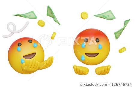 sad expression on the face of money flying away 3D Emoji 126746724